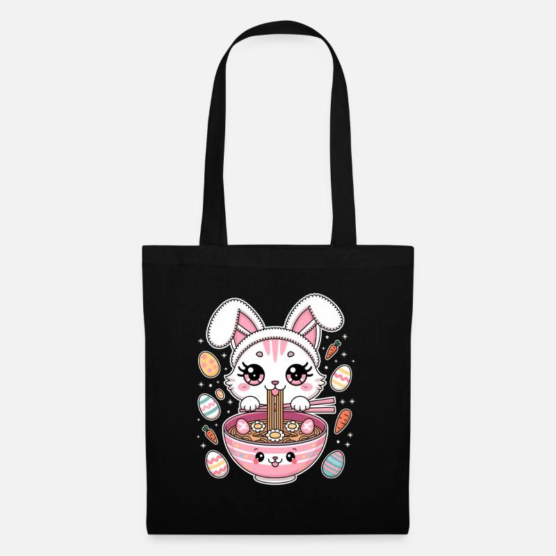Oster Kawaii Anime Katze Ramen - Stoffbeutel - Schwarz