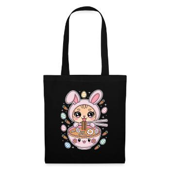 Easter Kawaii Anime Cat Ramen - Tote Bag - black - Front