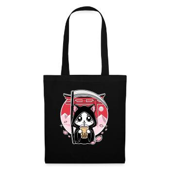 Grim Reaper Anime Cat Cherry Blossom - Tote Bag - black - Front