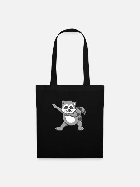 Lustige tupfende Waschbärgraphik - perfektes Waschbär-Geschenk - Stoffbeutel - Schwarz