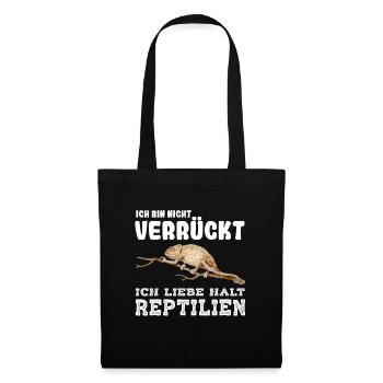 Ich bin nicht verrückt ich liebe halt Reptilien - Stoffbeutel - Schwarz - Vorne