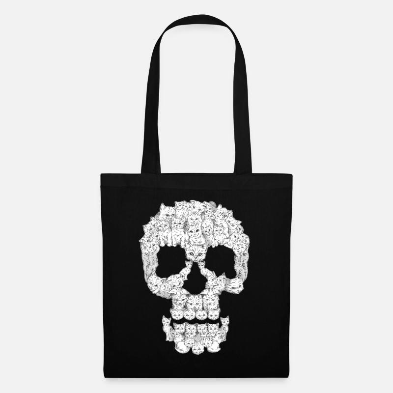 Crâne de chat Graphique - Sac en tissu - noir