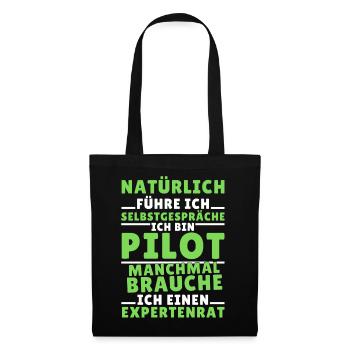 Ich führe Selbstgespräche - Pilot Edition - Stoffbeutel - Schwarz - Vorne