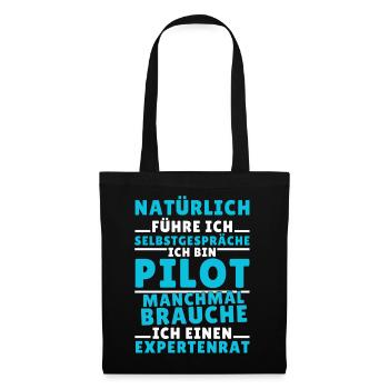 Ich führe Selbstgespräche - Pilot Edition - Stoffbeutel - Schwarz - Vorne