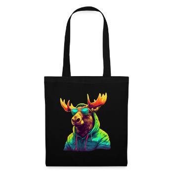 Moose with Sunglasses Colorful Cool Moose Forest Animal - Tote Bag - black - Front