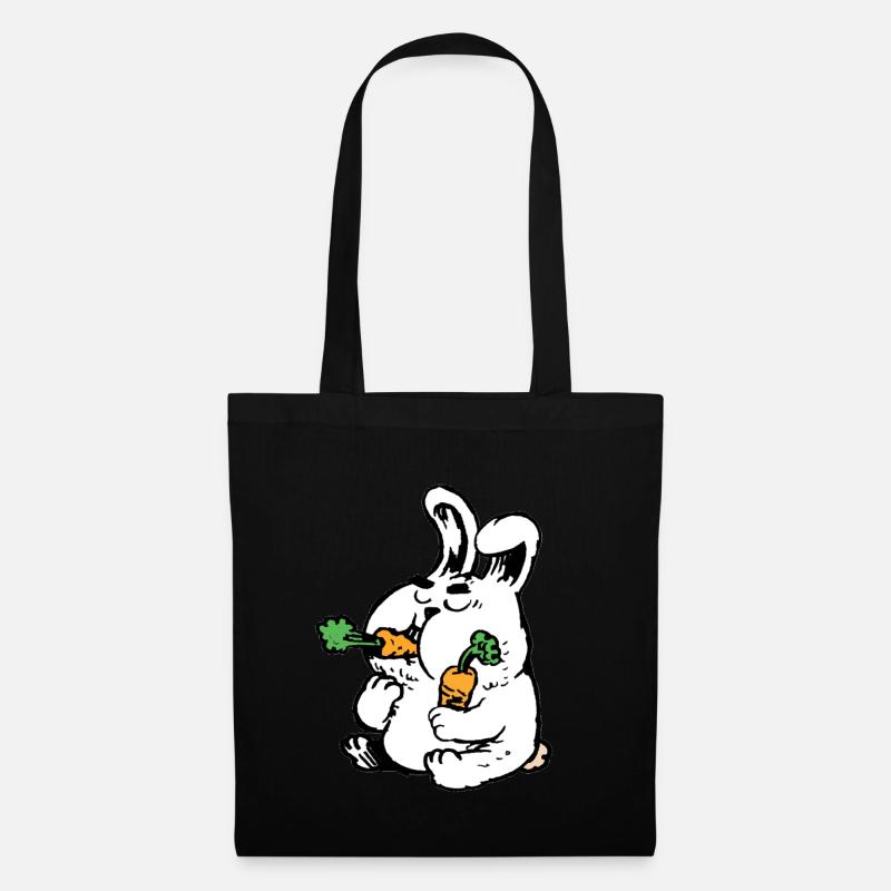 hase mit Karotten - Stoffbeutel - Schwarz