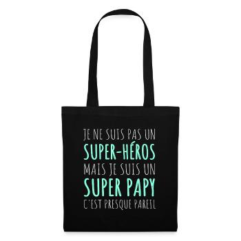 Papy super héros cadeau fête des grands-pères - Sac en tissu - noir - Devant