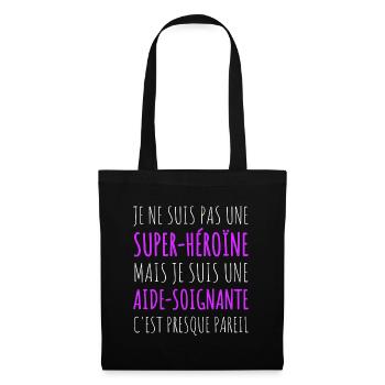 Aide-soignante super-héroine cadeau - Sac en tissu - noir - Devant