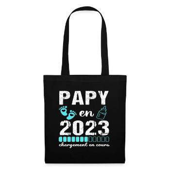 Papy en 2023 annonce naissance cadeau futur papy - Sac en tissu - noir - Devant