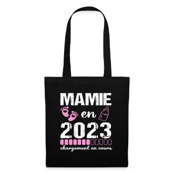 Mamie en 2023 annonce naissance cadeau grand-mère - Sac en tissu - noir - Devant