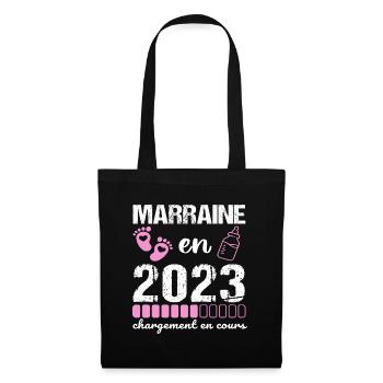 Marraine en 2023 cadeau pour future marraine - Sac en tissu - noir - Devant