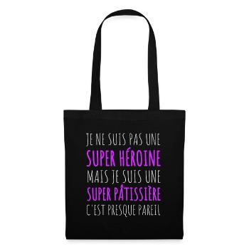 Super pâtissière super héroïne humour cadeau - Sac en tissu - noir - Devant