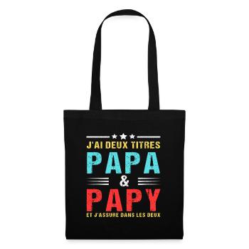 J'ai deux titres papa et papy cadeau fête des père - Sac en tissu - noir - Devant