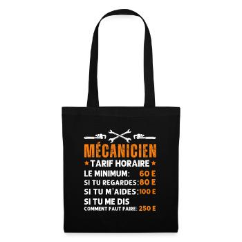 Mécanicien tarif horaire humour mécanique cadeau - Sac en tissu - noir - Devant