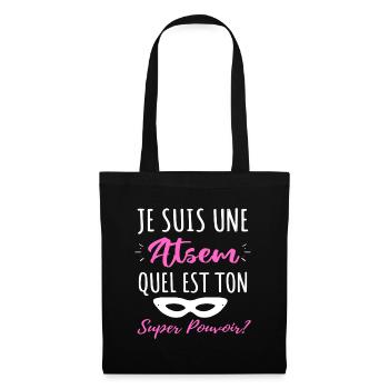Atsem super pouvoir humour atsem cadeau - Sac en tissu - noir - Devant