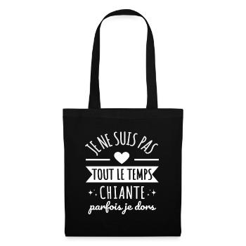Je ne suis pas tout le temps chiante humour cadeau - Sac en tissu - noir - Devant