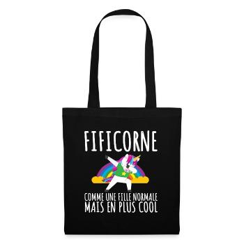 Fificorne humour fille cadeau licorne - Sac en tissu - noir - Devant