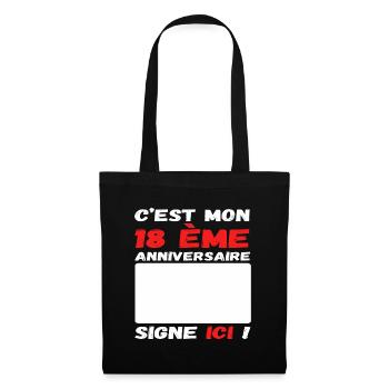 C' est mon 18 ème anniversaire livre d' or cadeau - Sac en tissu - noir - Devant