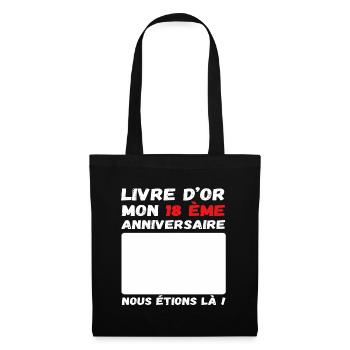 Livre d' or mon 18 ème anniversaire cadeau - Sac en tissu - noir - Devant