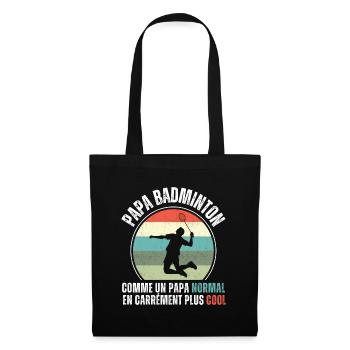 Papa badminton cadeau fête des pères vintage - Sac en tissu - noir - Devant