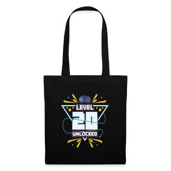 Level Up Gamer Zocker Gaming 20er Nerd Geschenk - Stoffbeutel - Schwarz - Vorne
