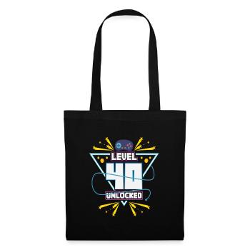 Level Up Gamer Zocker Gaming 40er Nerd Geschenk - Stoffbeutel - Schwarz - Vorne