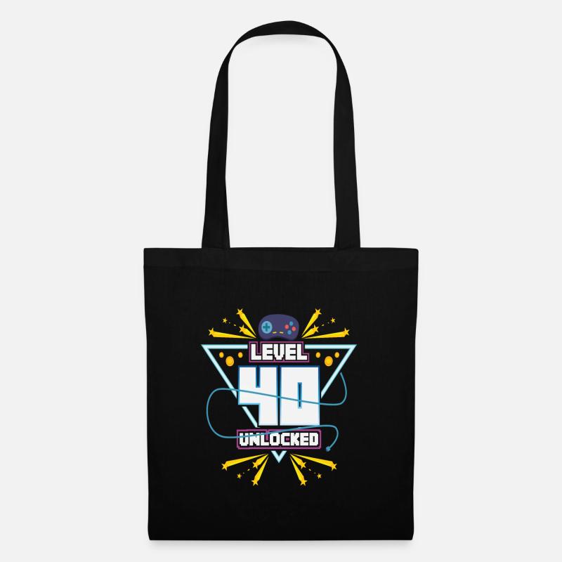 Level Up Gamer Zocker Gaming 40er Nerd Geschenk - Stoffbeutel - Schwarz