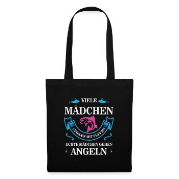 Lustige Sprüche Anglerin Angeln Fischerin Geschenk - Stoffbeutel - Schwarz - Vorne
