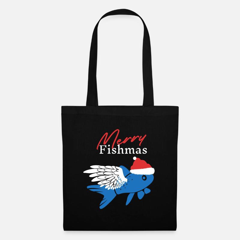 Merry Fishmas - Stoffbeutel - Schwarz
