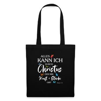 Jesus - Alles kann ich durch Christus - Christlich - Stoffbeutel - Schwarz - Vorne