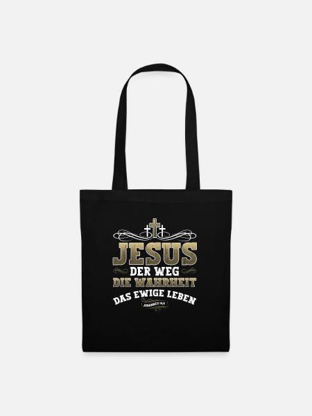 Jesus Christus Bibelvers Weg Wahrheit Leben Christ - Stoffbeutel - Schwarz