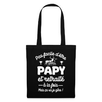 papy chasseur et retraité cadeau chasse fête - Sac en tissu - noir - Devant