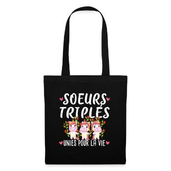 Sœurs Triplés Sœur Licorne Famille Amour Naissance - Sac en tissu - noir - Devant