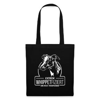 WHIPPETFIZIERT Whippet Hunde Spruch Wilsigns - Stoffbeutel - Schwarz - Vorne