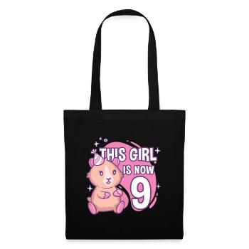 9ème anniversaire Cochon d’Inde Fille de 9 ans - Sac en tissu - noir - Devant