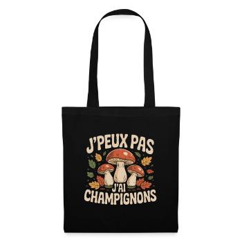 J'Peux Pas Champignons - Sac en tissu - noir - Devant