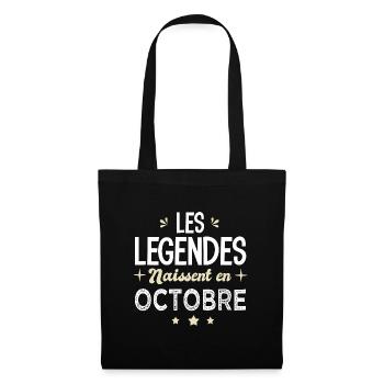 légendes naissent en octobre anniversaire - Sac en tissu - noir - Devant