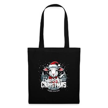 Mouton de Noël - Noël laineux - Sac en tissu - noir - Devant