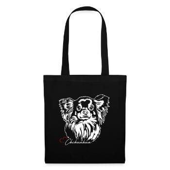 Chihuahua à poil long Chihuahua Portrait Chiens Wilsigns - Sac en tissu - noir - Devant