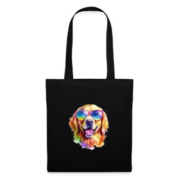Cool Golden Retriever Dog avec des lunettes de soleil - Sac en tissu - noir - Devant