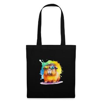Cochon d’Inde coloré avec des lunettes de soleil - Sac en tissu - noir - Devant