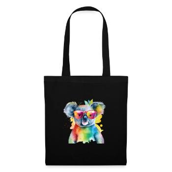 Bunter cooler Koala mit Sonnenbrille - Stoffbeutel - Schwarz - Vorne