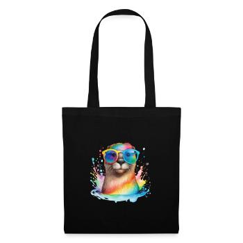 Loutre colorée et cool avec des lunettes de soleil - Sac en tissu - noir - Devant