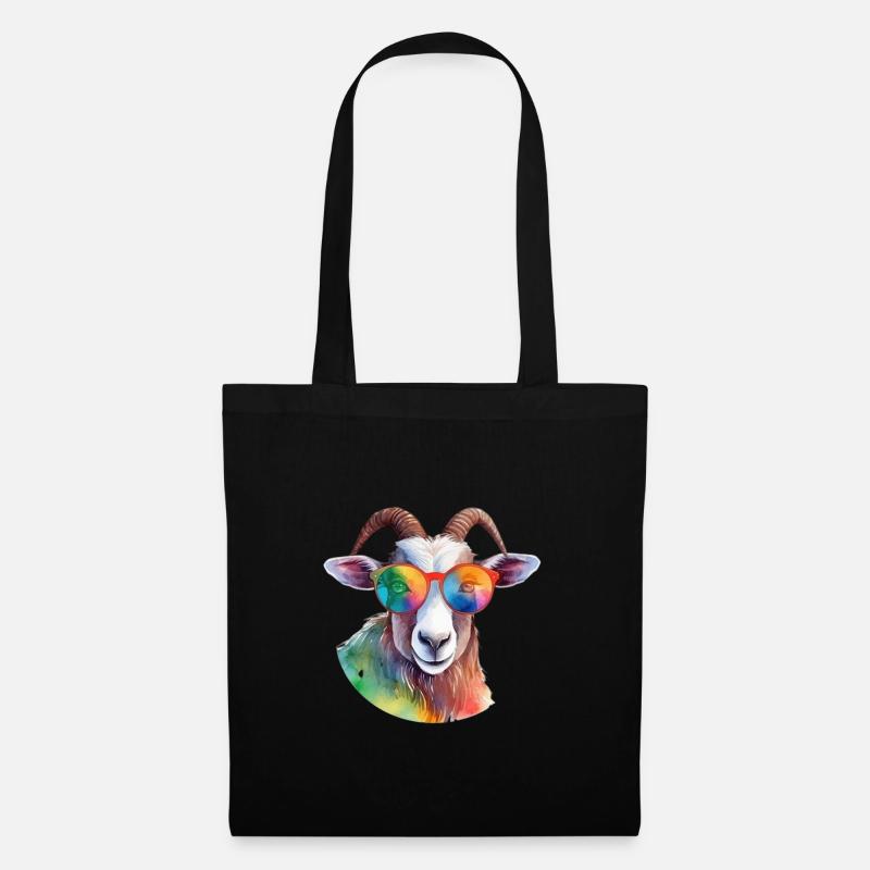 Coole bunte Ziege mit Sonnenbrille - Stoffbeutel - Schwarz