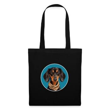 Teckel cool avec foulard pour les amoureux des chiens - Sac en tissu - noir - Devant