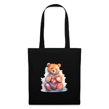 Cute & cute bear with heart love brown bear - Tote Bag - black - Front