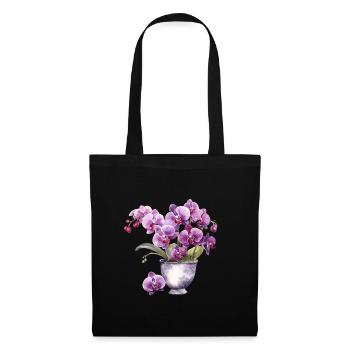 Plantes Fleurs Fleurs Orchidée Rose Rose Mariage - Sac en tissu - noir - Devant