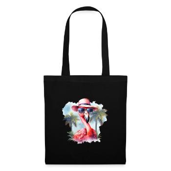 Cooler Flamingo Sonnenbrille Hut Palmen - Stoffbeutel - Schwarz - Vorne