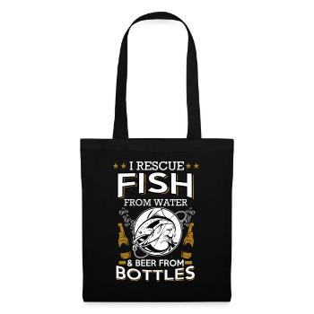 Fishing, beer, fish, fishing, beer bottle - Tote Bag - black - Front