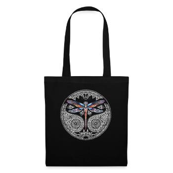 Magical Colorful Dragonfly Mandala - Tote Bag - black - Front